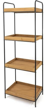 LIN HOME Estantería Multiuso con 4 Estantes 50x33x147cm de Madera y Metal - Mueble para Baño, Cocina, Dormitorio