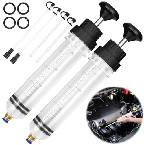 TTYSHIP® 2 Pezzi Siringa Olio Motore, 200cc Siringa per Olio con 4 Tubi, Siringa Aspira Liquidi, Siringa Olio per Liquido dei Freni, Oli Trasmissione