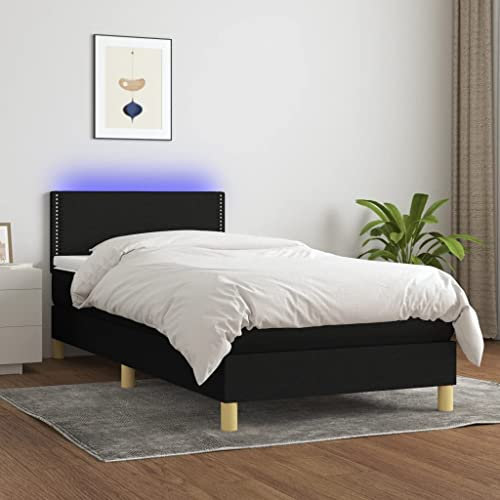 qohoio Boxspringbett mit Matratze & LED Bett Boxspringbett Bett Mit Matratze Polsterbett Schlafzimmer MöBel Schwarz 100x200 cm Stoff - 3133615