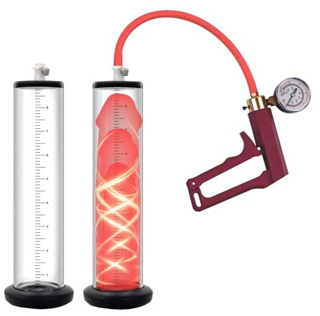 Pompes à Pénis Sex Toys Pompe a Penis Manuelles avec Poignée en Nylon Pompe Penis Masculine avec Manomètre Pompe à Pénis à Vide Transparentes avec Cadrans pour Agrandir Son Pénis (44mm)