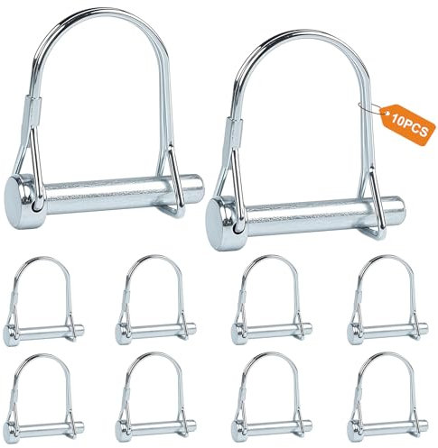 MIGUBIGU 10 Pièces Goupille de Verrouillage Forme D 8 x 45 mm, Goupille Agricole en Acier Carbone, Axe de Verrouillage pour Remorques de Ferme, Wagons, Pelouse, Jardin, Agriculture
