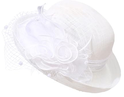 Faxianther Damen-Fascinator-Hut mit Mesh Schleier Vintage 20er 40er 50er Jahre Fascinator Hochzeit Hut Cocktail Tee Party Stirnband Kopfschmuck Pillbox Hüte für Frauen (Weiß)