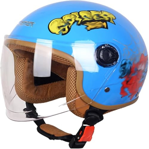 Motorradhelm Für Kinder, Rollerhelm, Jethelm Mit Sonnenblende, Rollerhelm Für Mädchen, Mopedhelm Für Jungen, 48–55 cm, Für Kinder Von 3–15 Jahren (F, 48-56CM)