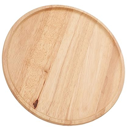Yctze Bandeja de Madera Redonda de 30 Cm - Bandeja de Servicio Versátil para el Desayuno, Bocadillos, Pizza y Más - Ecológico y Fácil de Limpiar