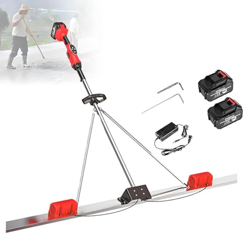 AiODiO Kit Vibrante per massetto in calcestruzzo Power Concrete Screed, con Display Digitale e Motore Senza spazzole 3000-6000 Giri/min, 9 impostazioni di velocità 1.5m-2*Battery