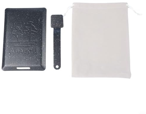 Plaque de gril pliable, poêle carrée anti-adhésive pour œufs de camping, steak et teppanyaki, blanc/noir, assiette compacte pour les pique-niques et les voyages (noir)
