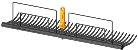 Fiskars Rastrello per Prato OneClick, Testa Larga in Acciaio per Foglie e Erba Tagliata, Cambio Facile con un Clic, Acciaio al Carbonio Temprato, Nero/Arancione, 1080680.