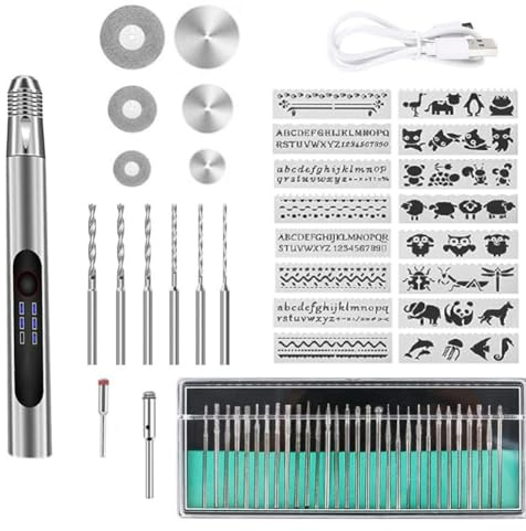 ISTOVO Bolígrafo de Grabado, Bolígrafo de Grabado Personalizado, Bolígrafo de Grabado para Todos los Materiales, Kit Bolígrafo de Grabado Inalámbrico, Juego de Herramientas de Grabado B
