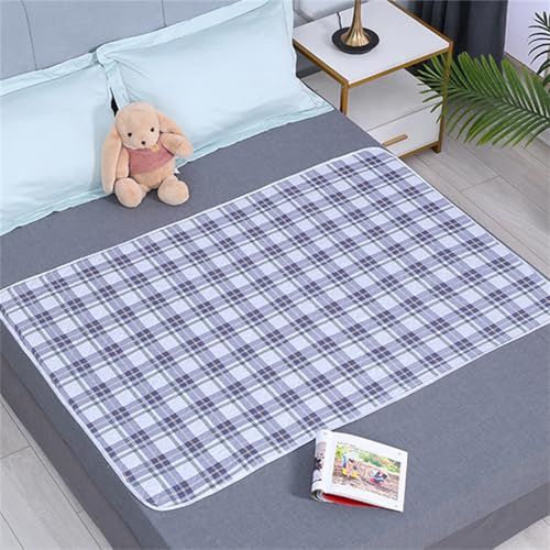 FANSU Traversine Lavabili per Incontinenza Adulti Anziani, Traspirante Traverse Letto Riutilizzabili Coprimaterasso, Impermeabile Protezioni Materasso Foglio, Assorbente (Quadri 8,115x200cm)