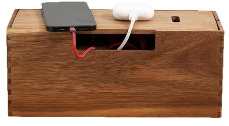Boîte De Rangement Pour Bureau – Organisateur De Rallonges En Bois De 600 G, Conteneur De Support De Fil Électrique, Étui De Rangement Décoratif Pour La Gestion Des Câbles | Correcteur De Multiprise D