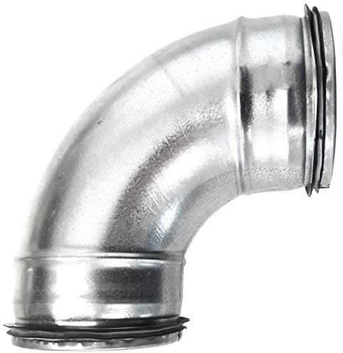 Codo de acero galvanizado prensado para tubería de extracción, DN 80, 100, 125, 140, 150, 160, 180 y 200 con junta de 45° / 90°, plateado