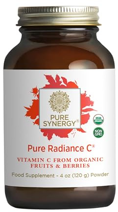 PURE SYNERGY Pure Radiance C | Organic Vitamin C Powder | 100% Natural, Whole Food, Non-GMO Supplement with Camu Camu Extract | for Immune and Collagen Support (90g Powder)
