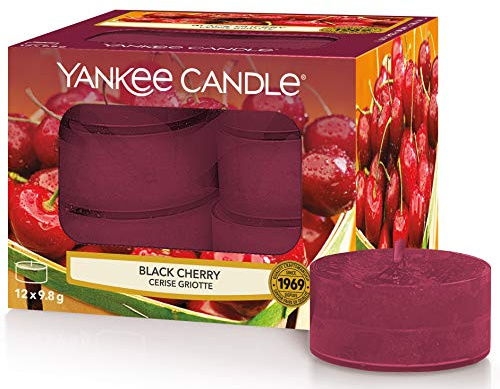 Yankee Candle Tea Light Scented Candles | Black Cherry | 12 Count