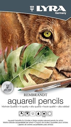 Lyra Rembrandt Aquarell Watercolor Pencils - 12 Vibrant Professional Watercolor Pencils for Artists and Students of All Ages - Water Color Pencils for Painting Drawing and Watercolor Effects