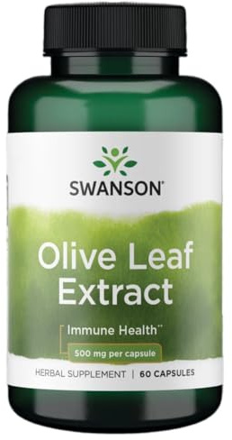 Swanson Olive Leaf Extract Supplement - Standardized to 20% oleuropein - (500mg, 60 Capsules)
