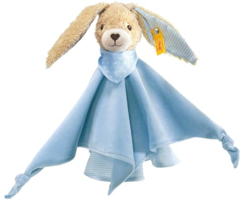 Steiff Kuscheltier Hoppel Hase Schmusetuch, Süßes Stofftier, Jungen, Mädchen & Babys ab 0 Monaten, Spielzeug 28 cm, Blau, 237478