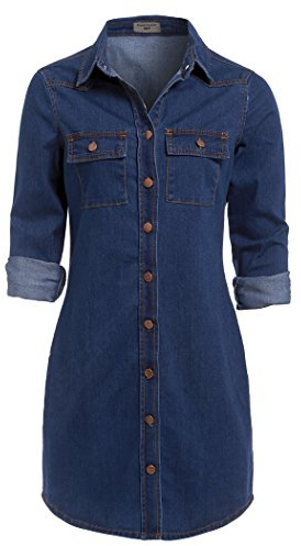 SS7 Neuf Rétro Bleu Denim Robe Chemise Sizes 6-16 - Jean Vintage, 36