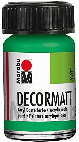 Marabu 14010039062 - Decormatt Acryl Hellgrün 062, 15 ml, samtmatte Acrylfarbe auf Wasserbasis, cremig und farbintensiv, speichelfest, wetterfest, zum freien Malen und Schablonieren