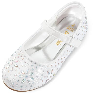 DREAM PAIRS Girl's Dress School Wedding Shoes Rhinestone Buckle Strap Ballerina Ballet Flats
