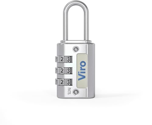 Viro | Lucchetto per valigie e armadietti a Combinazione Variabile con 3 Combinatori, Base 30mm, Finitura Nichelata