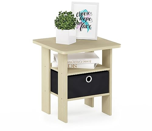 Furinno ANDREY Square Side Table, End Table, Night Stand, Steam Beech