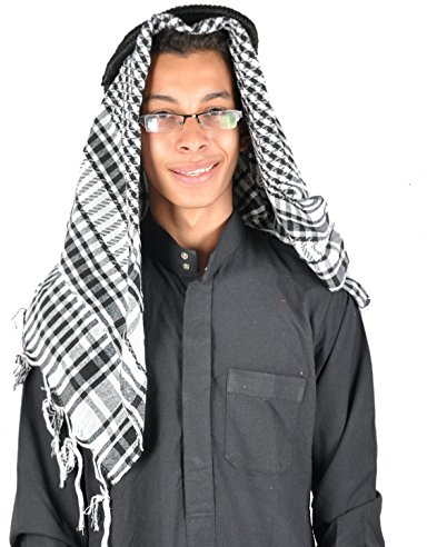 Egypt Bazar Traditionelle Arabische Kopfbedeckung Scheich - Araber Kopftuch- Karnevalskostüm/Farbe: schwarz-Weiss