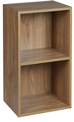URBNLIVING 1, 2, 3, 4 Tier Oak Wooden Shelving Bookcase Storage Wood Shelf Unit … (2 Tier)
