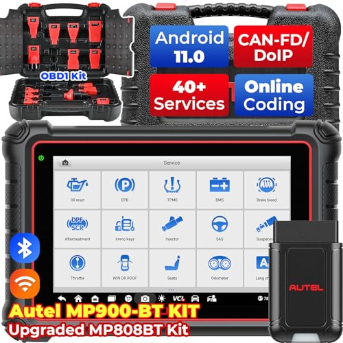 Autel MaxiPRO MP900-BT Kit Scanner w/ 200 Bucks OBD1 Kit: 2026 MP900BT Kit New Model of MK900BT MP900-BT(No Cables), Pro C0ding as MS906 Pro MS906 MAX, 40+ Service, 3000+ Tests, OS 11, CAN FD FCA SGW