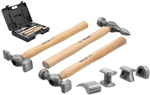 YATO Profi Ausbeul-Hammer Richtsatz Werkzeug Karosserie Ausbeulen Blech-Hammer Handfäustel 7-Tlg.