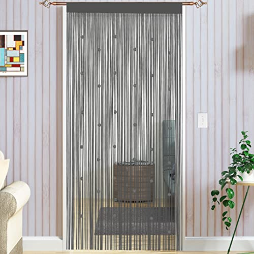 Taiyuhomes Bead String Curtains Door Fly Screen Curtain Beaded Curtain For Doorways Window Decorations Room Divider Single Door Curtains Beads (90x200cm) Grey