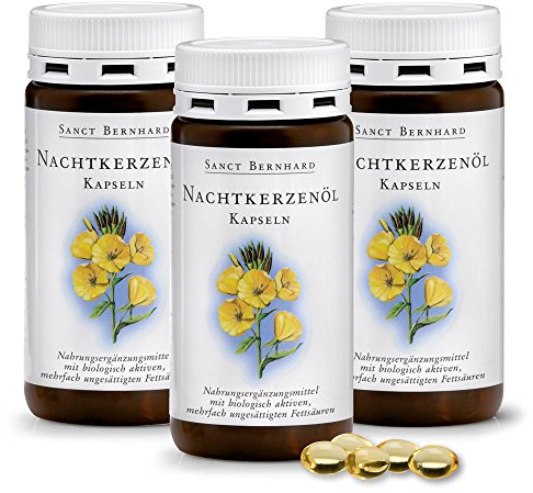 Sanct Bernhard Nachtkerzenöl-Kapseln mit Gamma-Linolensäure | 600 Kapseln | 3er-Pack