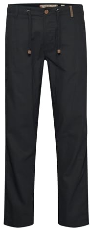 Indicode IDIves Herren Leinenhose Sommerhose Lange Stoffhose mit Kordel Gürtelschlaufen Leinenmix Eingrifftaschen Regular fit, Größe:M, Farbe:Black (999)