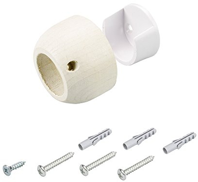 Liedeco Wandlager, Wandhalterung für Gardinenstange 28 mm Ø Terra | kalkweiß Weiss | ...