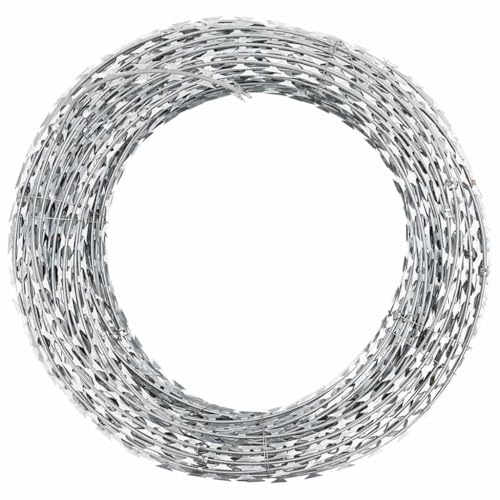 vidaXL Alambre para Concertina BTO-22 con Clips, Alambre de Púas, Cerca de Alambre de Espino, Cerca de Seguridad para Jardín, Acero Galvanizado 150 m