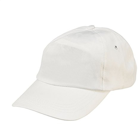 eBuyGB Unisex Adult Classic Adjustable 100% Cotton Baseball Cap for Men, Women, Boys & Girls - 5 Panel Cap Lightweight, Durable, and Sun Protective, White