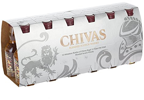 Chivas Regal Set 12 Jahre Premium Blended Scotch Whisky – Miniatur-Set 12er-Box – gereifter Scotch aus schottischen Malt und Grain Spirits – 12 x 0,05 l