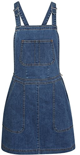 ttc Womens Ladies Denim Dungaree Skirt Stretch Dungaree Pinafore Holly(12)