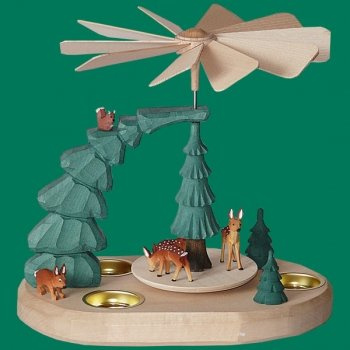 Rudolphs Schatzkiste Pyramid Tea Light Pyramid with Deer Colored 23cm ore Mountains New