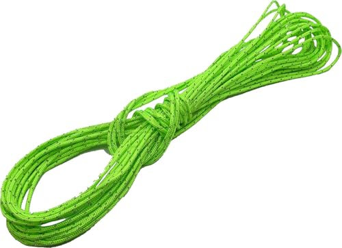 2mm Dyneema Tent Guy Guide Reflective Green Rope - 200kg Breaking Strain - Lengths in Meters - Suitable for sailing, dinghy, yachting, cruising, racing, kite surfing - 15 Meter