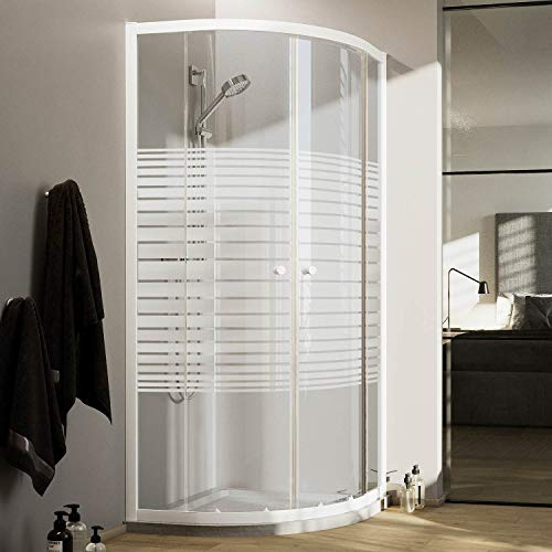Idralite Mampara de Ducha Semicircular 70x90 CM H185 Blanco Vidrio Serigrafiado Mod. Blanc