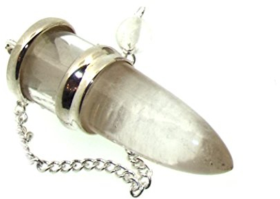 Rainbow Moonstone and Quartz Gemstone Vial Capsule Pendulum