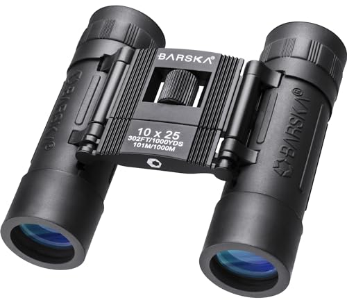 Barska Fernglas 10x25 AB10110 10 x 25 Lucid View, schwarz, kompakt, Blaue Linse