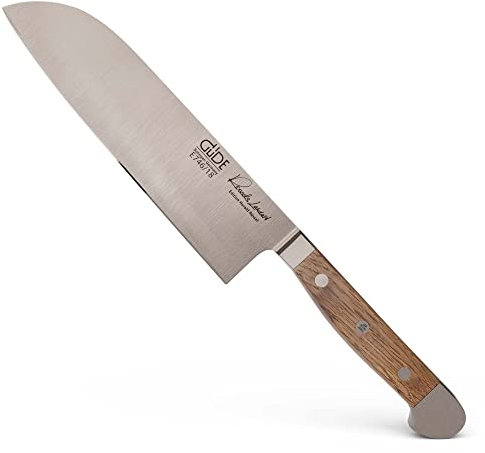 GÜDE Solingen - Santoku Messer geschmiedet, 18 cm, Fasseichenholz, ALPHA FASSEICHE, Doppelkropf, Handmade Germany