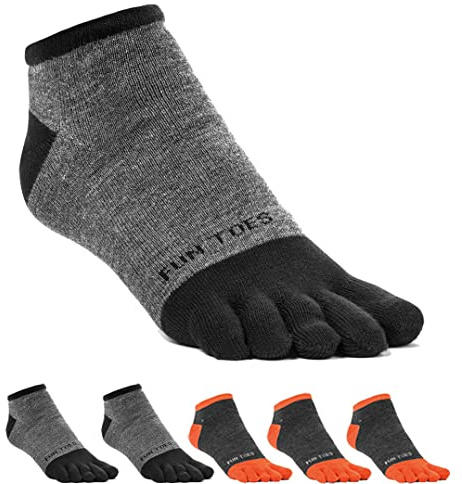 FUN TOES Divertido dedos de los pies calcetines con dedos para hombre ligero breathable-value 6 pares (tamaño 6 – 12 - -
