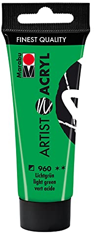 Marabu 12200055960 - Artist Acryl Lichtgrün 960, 22 ml, feine Acrylfarbe in Künstlerqualität, auf Wasserbasis, pastose Konsistenz, hoch pigmentiert, sehr gute Brillanz und Deckkraft