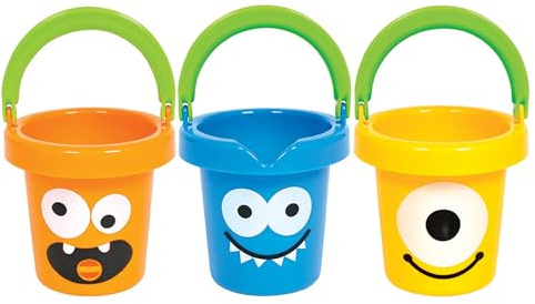 GOWI 558-16 Funny Monster Lot de 3 seaux en Filet Multicolore
