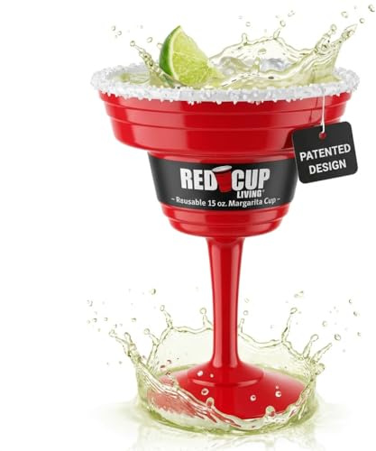 Red Cup Living Reusable Margarita Cup, 15-Ounce, Red