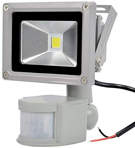 GLW 12v DC/AC Sensore di Movimento Proiettore,10w mini ip65 Impermeabile Luci All'aperto,900lm,6000k,Luce Bianca Luce di Sicurezza con PIR,No spina,80w Lampadina Alogena Equivalente