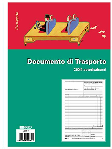 Edipro E5218C - Bloc de documentación de transporte, 25 x 4 cm, autocalcante, F.To 29,7 x 22