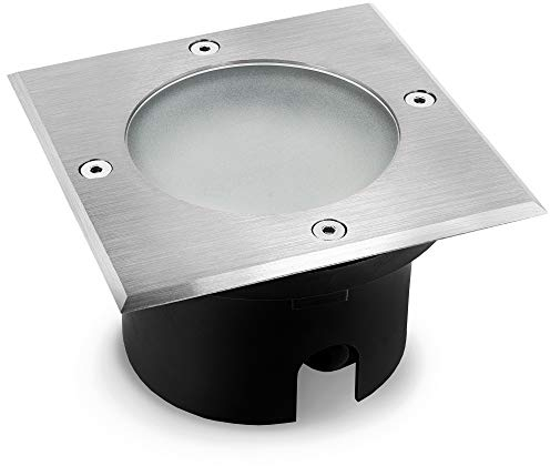 SSC-LUXon LED Bodeneinbauleuchte eckig VIROK für Außen IP67 mit Durchgangsverdrahtung - Bodenstrahler inkl. GX53 LED 5W neutralweiß 230V